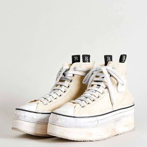R13 Distressed Ecru Courtney Platform Sneakers  US Size 9 EU39